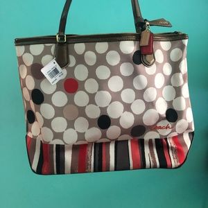 BRAND NEW COACH BAG -polka dot and stripe print